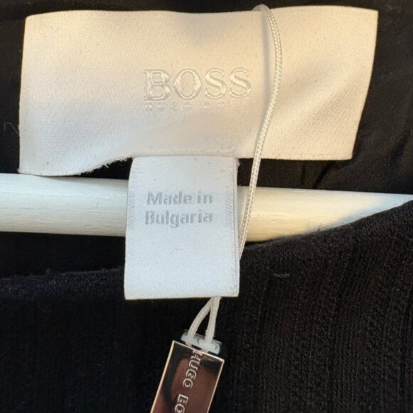NWT $395 Hugo Boss HADEA Black Ribbed Knit Sheath Dress Size 6 BOSS - Picture 2 of 6